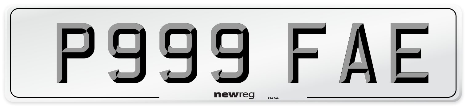 P999 FAE Number Plate from New Reg